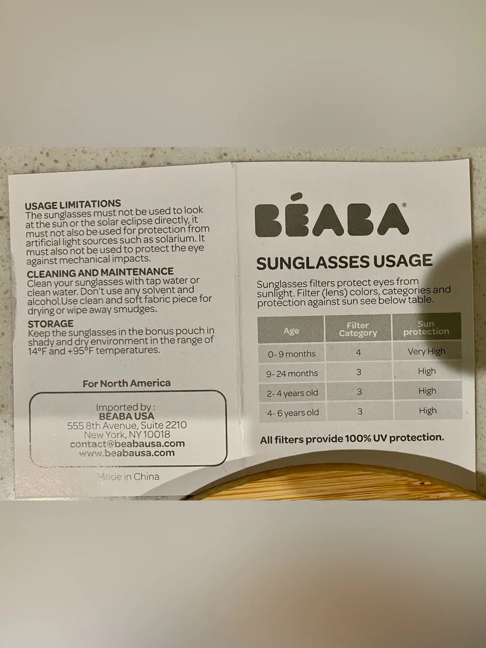 BÉABA Sunglasses 0-9 mo. Dark tint